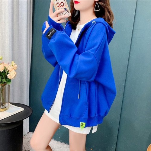 280g twill autumn and winter design letter print loose hooded long-sleeved jacket for women