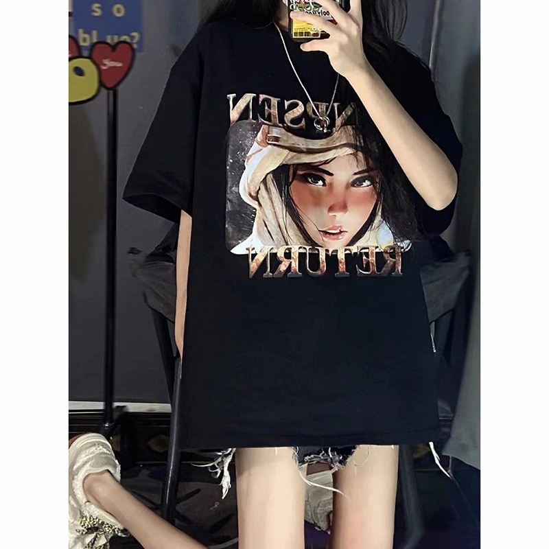 官圖  重磅/精梳純棉後包領 有縫邊S-XXXL夏裝短袖T恤女