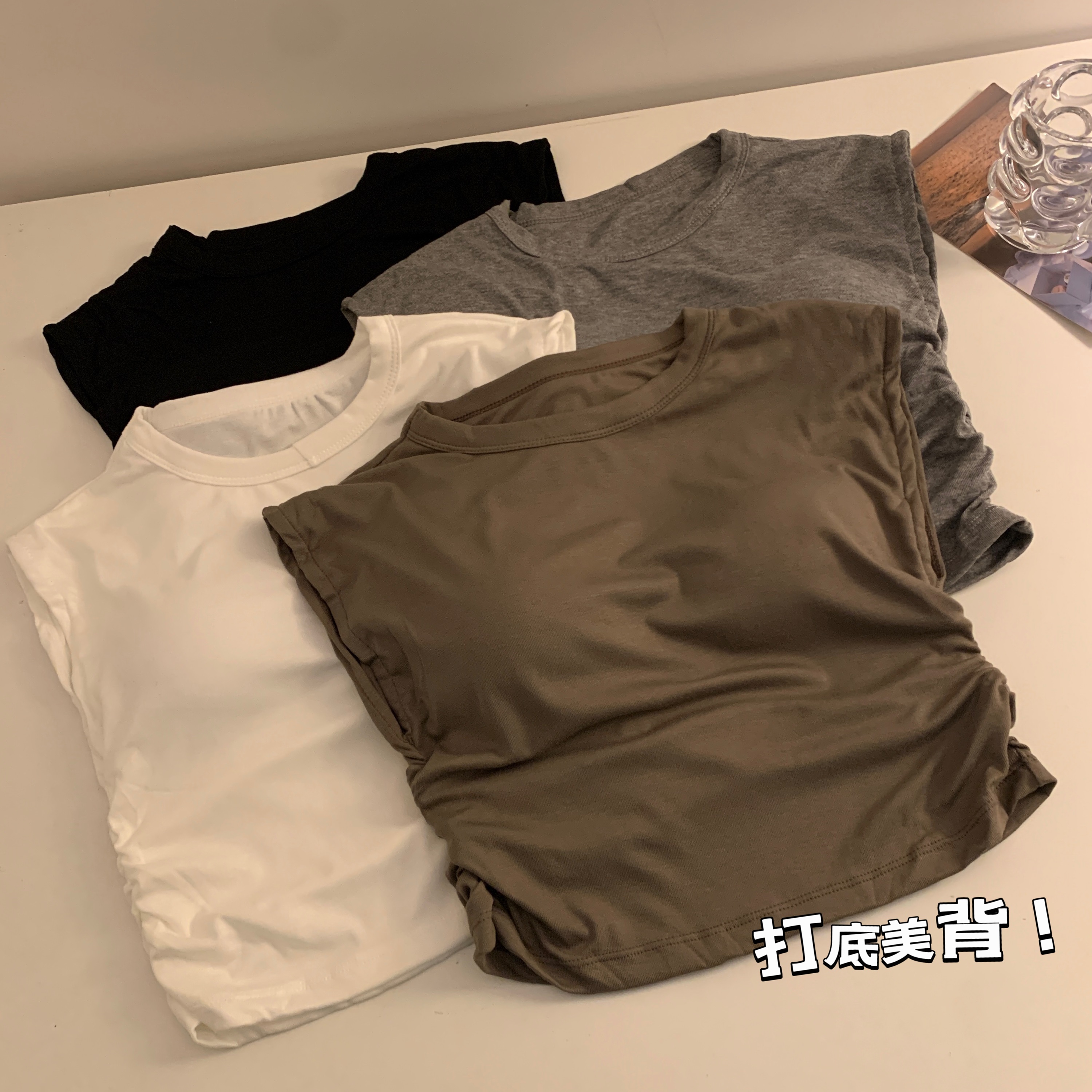 實拍 新款韓版純欲吊帶背心帶胸墊收腰顯瘦修身純色打底上衣