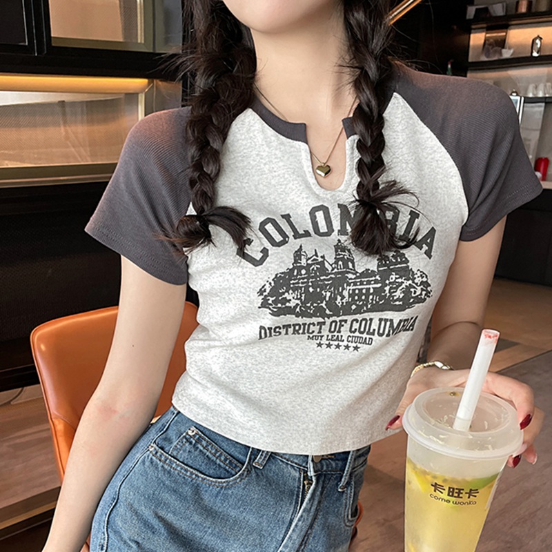 Official picture 90% polyester fiber 10% spandex niche unique short top women slim hot girl summer