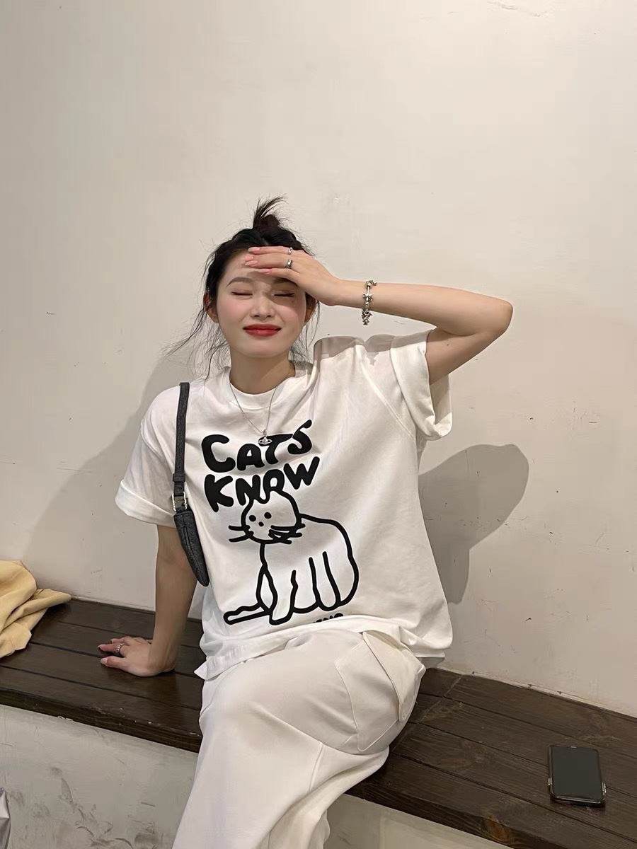 2024春夏新款重磅/精梳純棉 後包領 有縫邊 S-XXXL 夏裝短袖T恤女