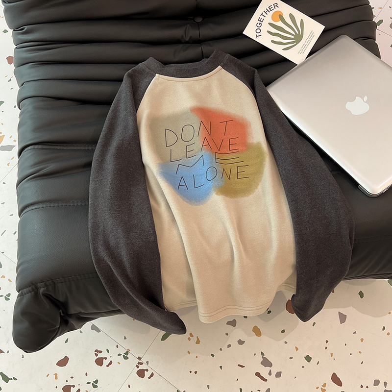 Actual shot of 300g Australian velvet double-sided bottoming shirt for women 2024 trendy autumn and winter raglan sleeves round neck short top long-sleeved T-shirt