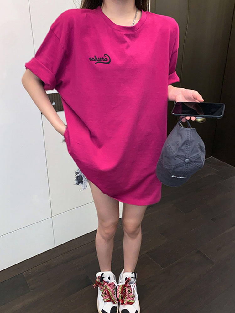 官圖 重磅/精梳純棉 後包領 有縫邊 S-XXXL 夏裝短袖T恤女