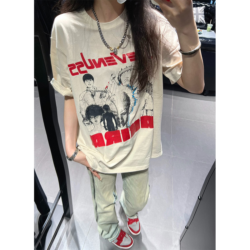 官圖 重磅/精梳純棉 後包領 有縫邊 S-XXXL 夏裝短袖T恤女