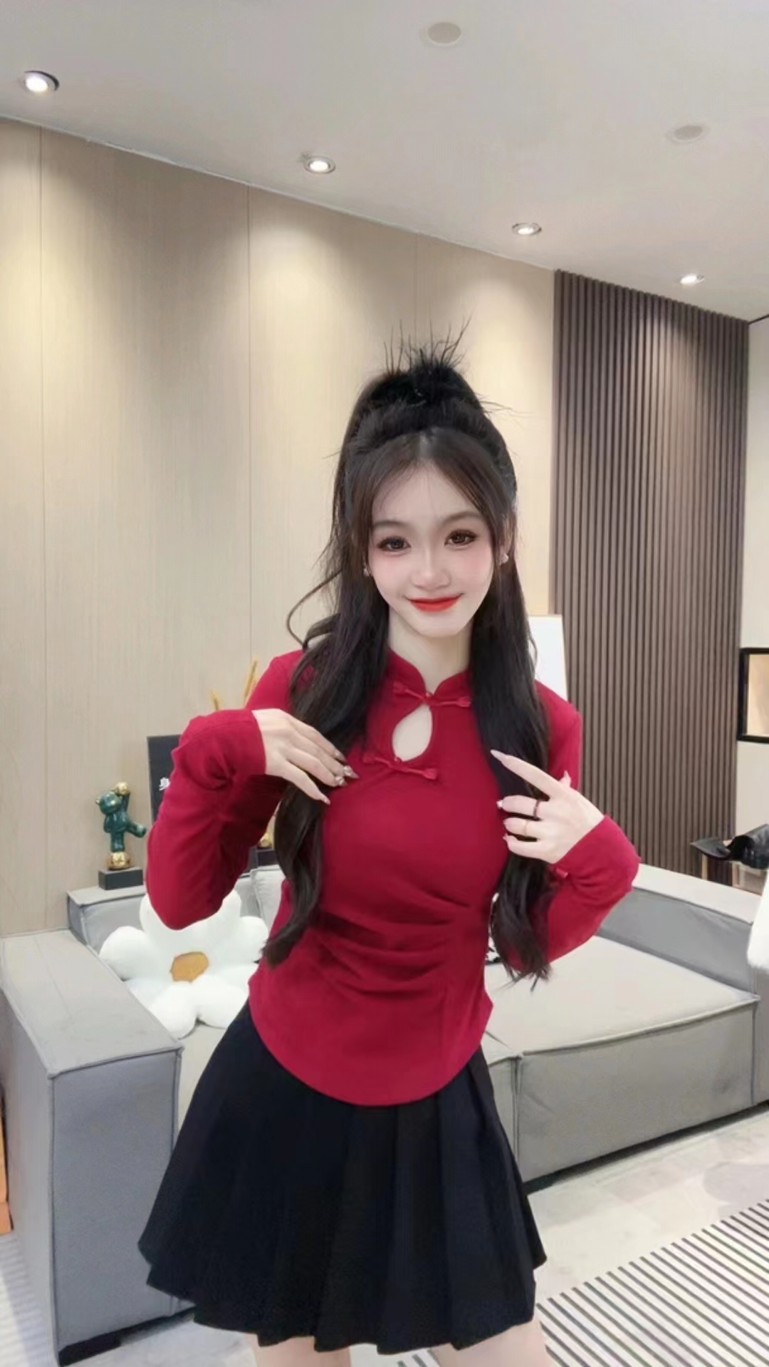 新中式上衣2024新年款秋冬洋氣國風盤扣打底衫修身半高領打底衫..