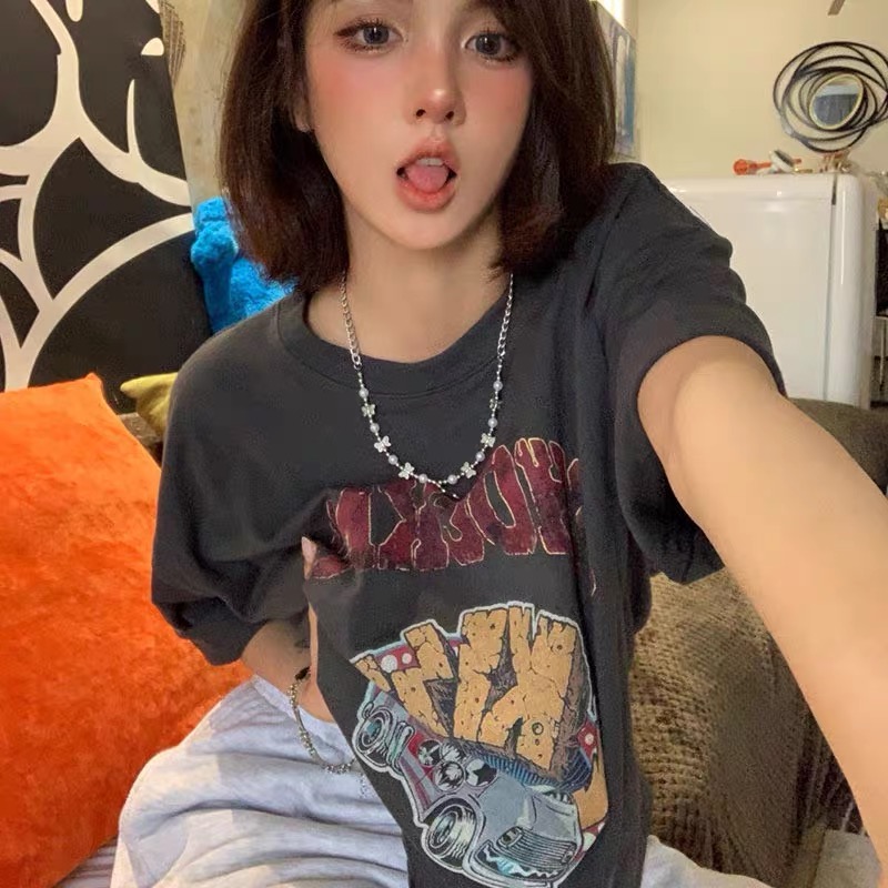 官圖  重磅/精梳純棉後包領 有縫邊S-XXXL夏裝短袖T恤女