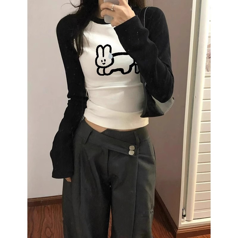 American niche bottoming shirt for women in autumn and winter new long-sleeved T-shirt for hot girls to wear short tops ins