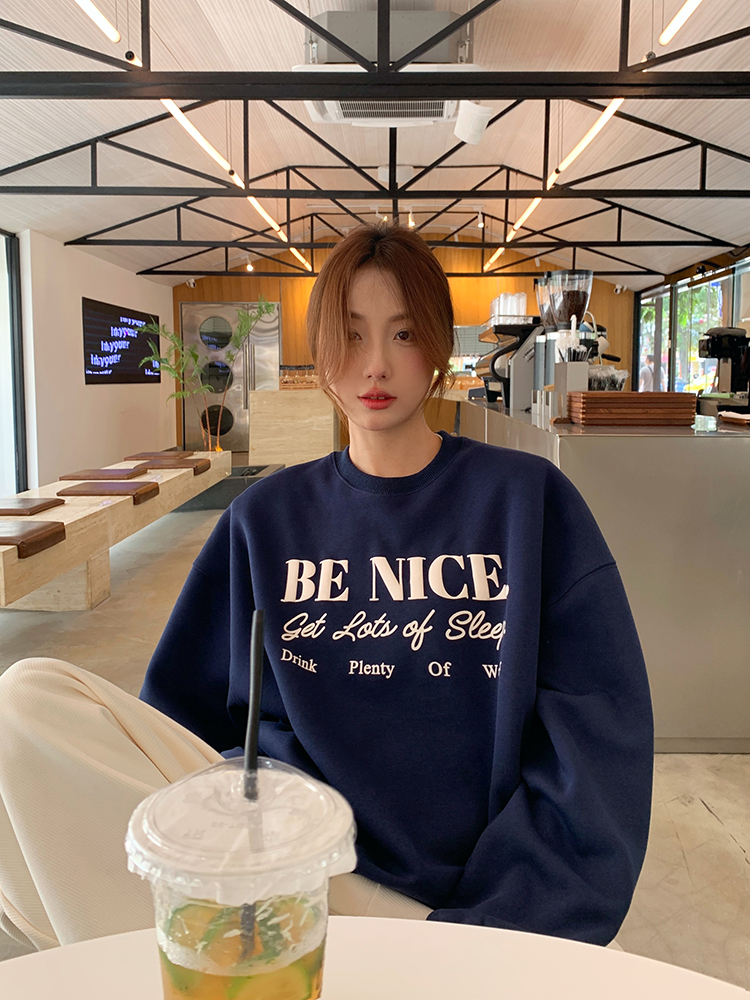 Official photo Chinese cotton composite thin 310g/plus velvet 410g autumn and winter sweatshirt for women with printed loose large size