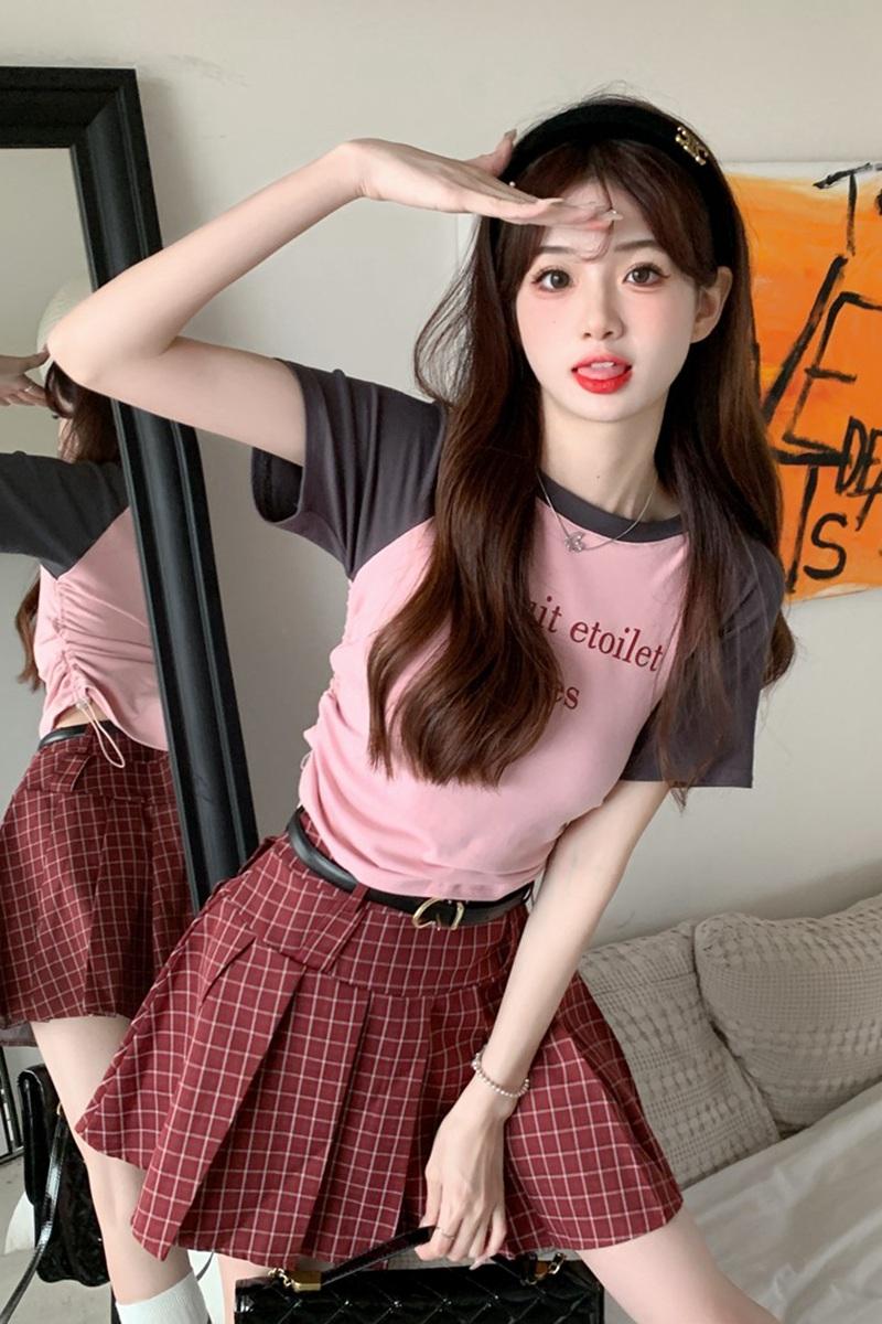 Official picture 6535 stretch cotton sweet hottie letter printed T-shirt women's summer slimming