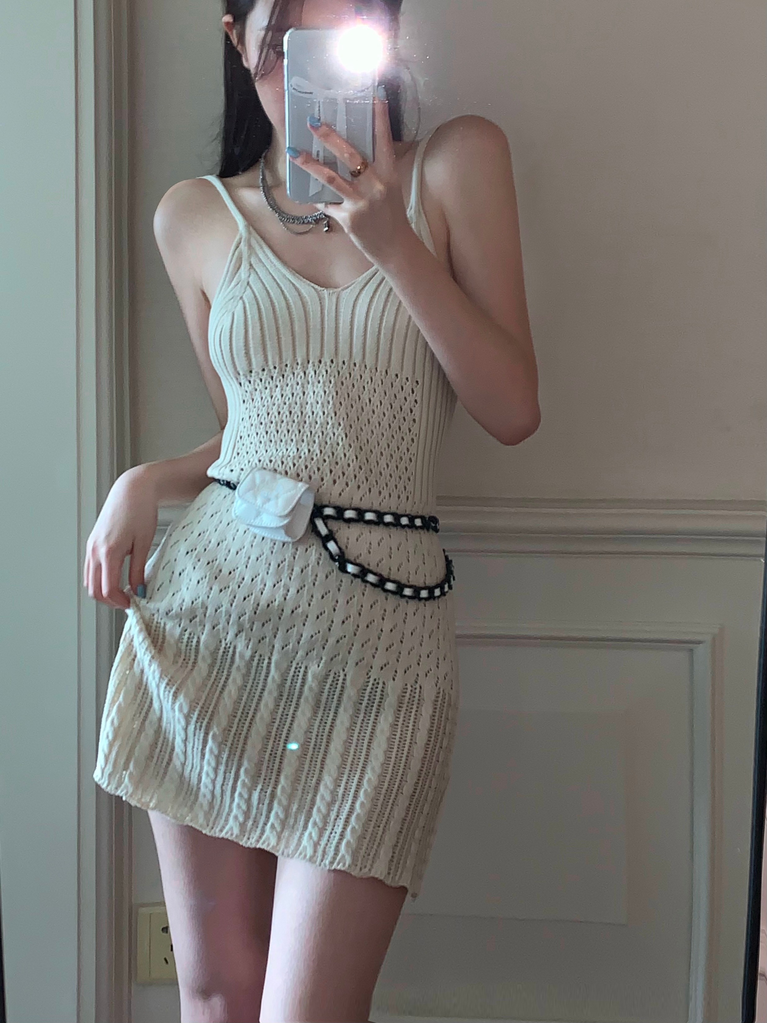 針織吊帶連衣裙女裝夏季辣妹氣質裙子設計感小眾修身顯瘦包臀短裙