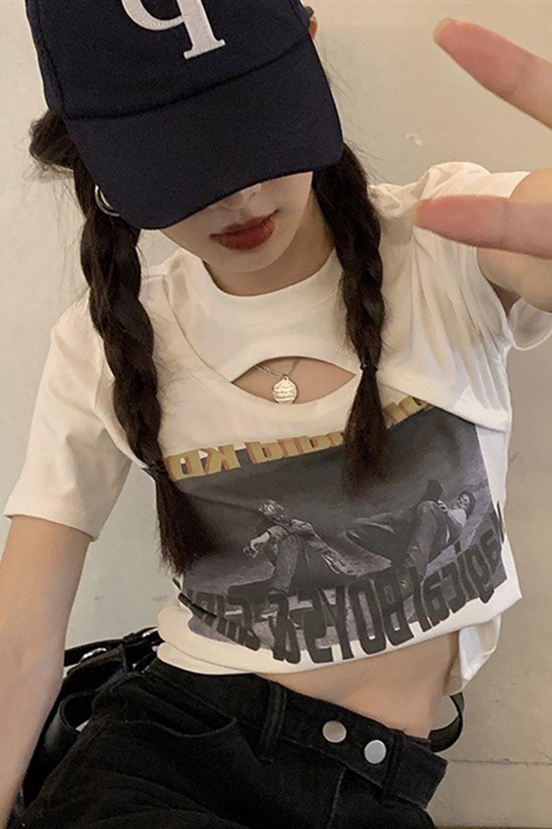 Tenda official picture 6535 stretch cotton short T-shirt navel-baring summer casual design