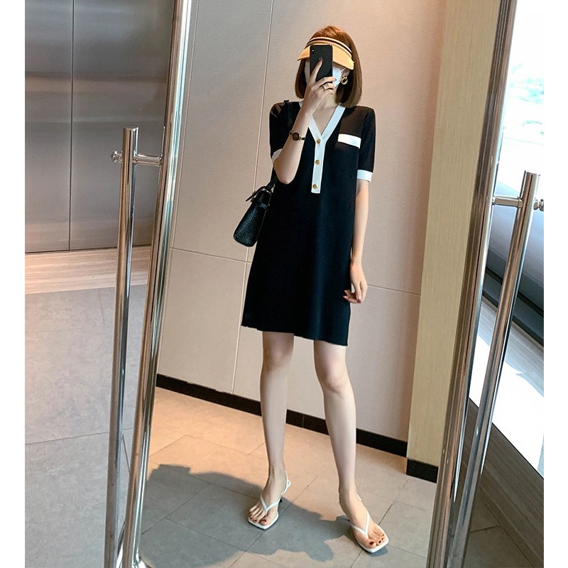 夏季女裝新款微胖奶系穿搭梨形身材顯瘦遮肚御姐炸街連衣裙子