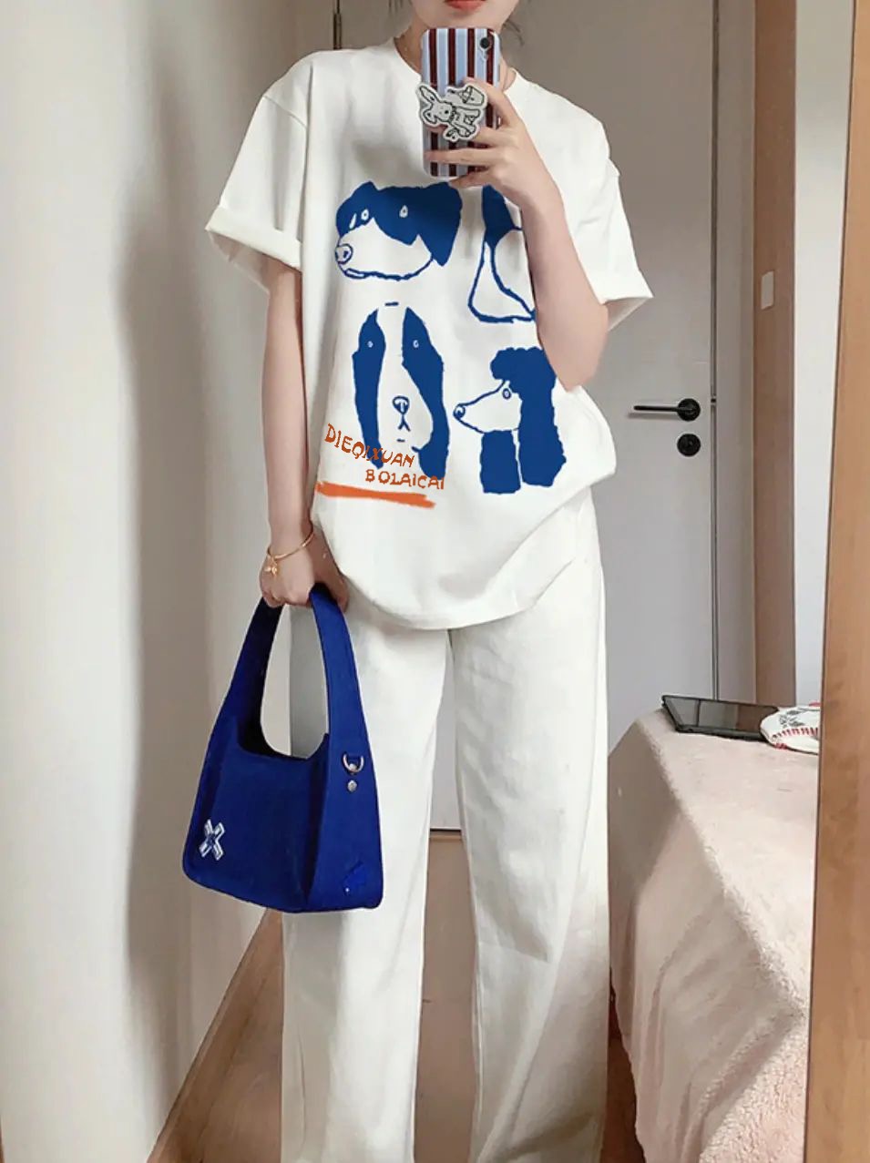 官圖 重磅/精梳純棉 後包領 有縫邊 S-XXXL 夏裝短袖T恤女