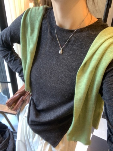 Actual shot~Korean style autumn and winter classic versatile must-have long-sleeved solid color bottoming T-shirt top~