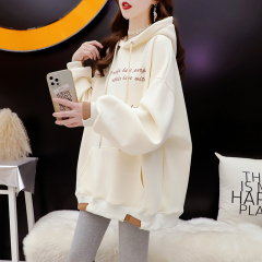 6535 fish scale design letter print autumn and winter hooded loose versatile sweatshirt for women