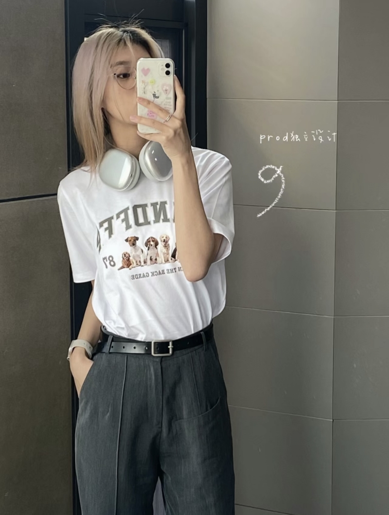 官圖 重磅/精梳純棉 後包領 有縫邊 S-XXXL 夏裝短袖T恤女