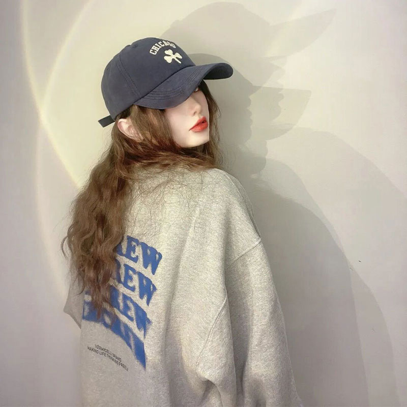 Official photo Chinese cotton composite thin 310g/plus velvet 410g autumn and winter sweatshirt for women with printed loose large size