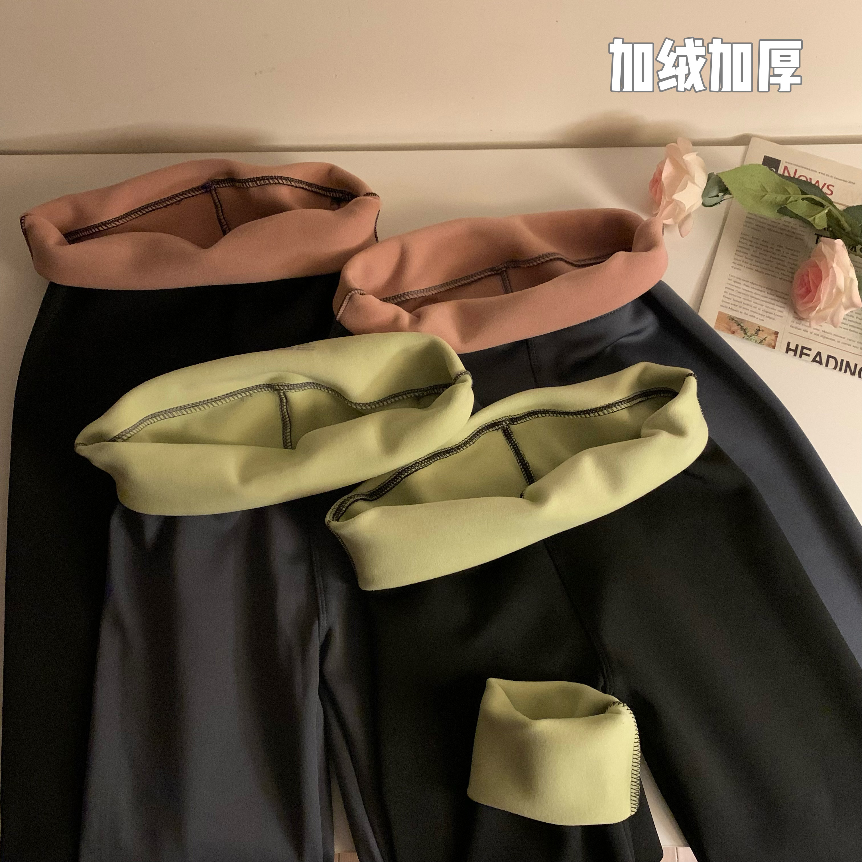 實拍彈力加絨保暖鯊魚皮芭比褲秋冬外穿收腹提臀打底褲瑜伽褲