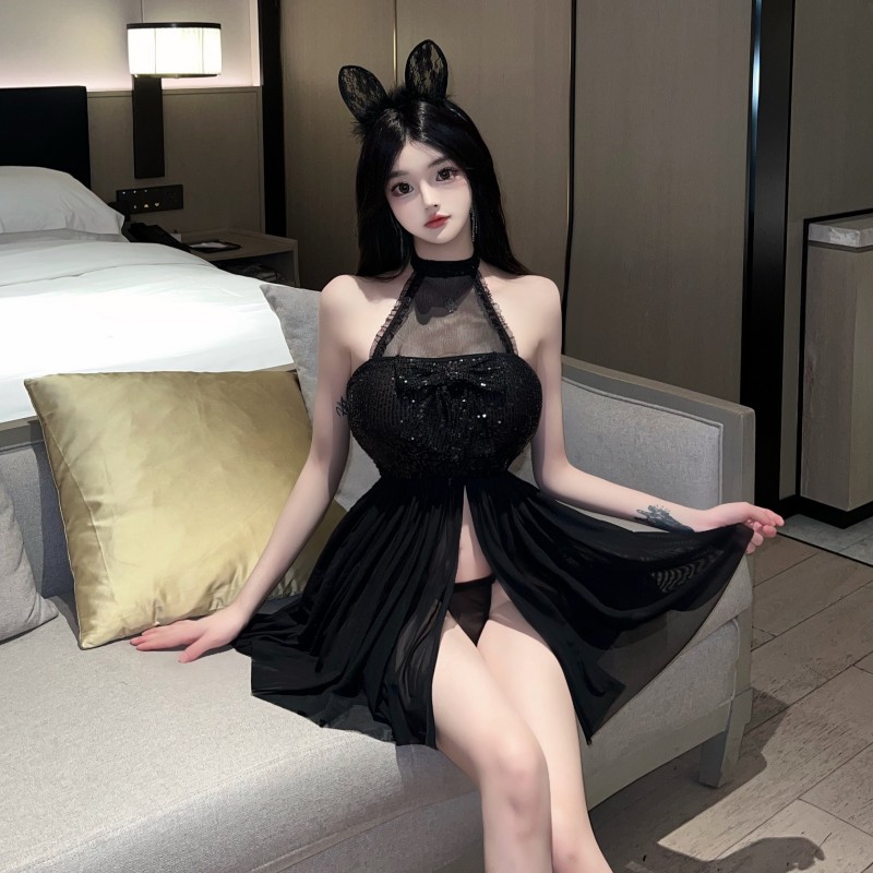 實拍~亮片網紗無袖辣妹純欲性感大擺公主露背禮服生意宴會連衣裙