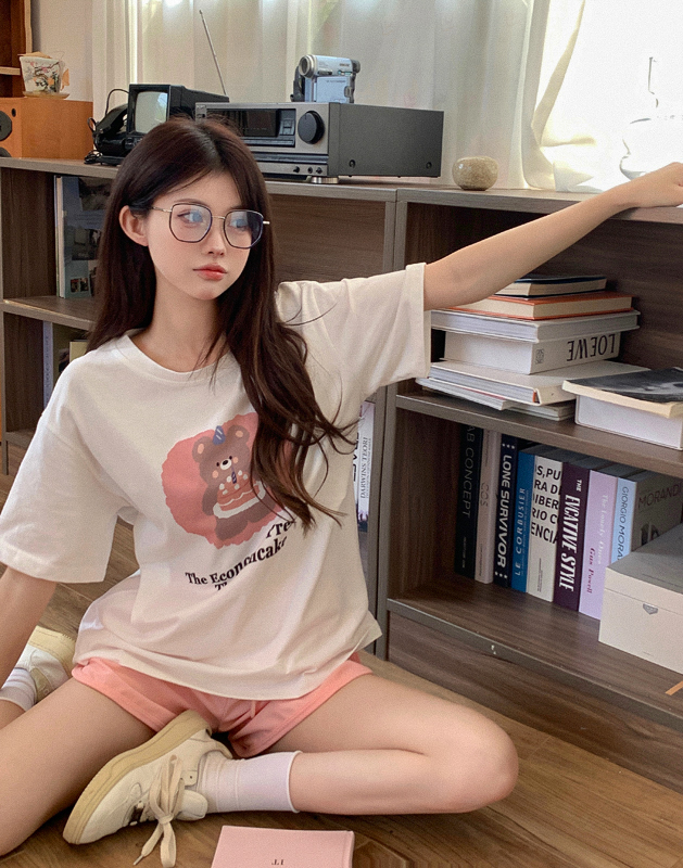 官圖 重磅/精梳純棉 後包領 有縫邊 S-XXXL 夏裝短袖T恤女