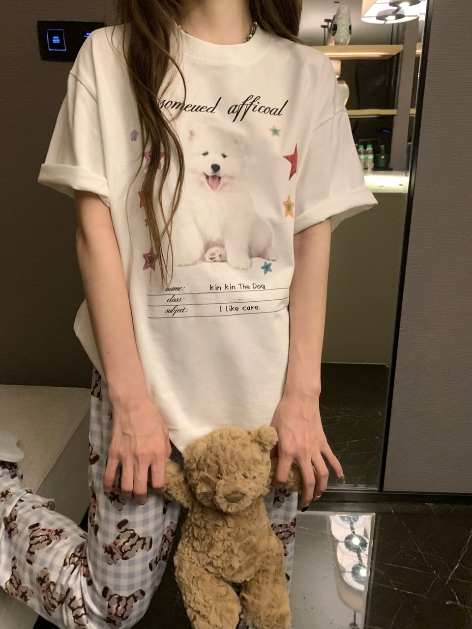 官圖 重磅/精梳純棉 後包領 有縫邊 S-XXXL 夏裝短袖T恤女