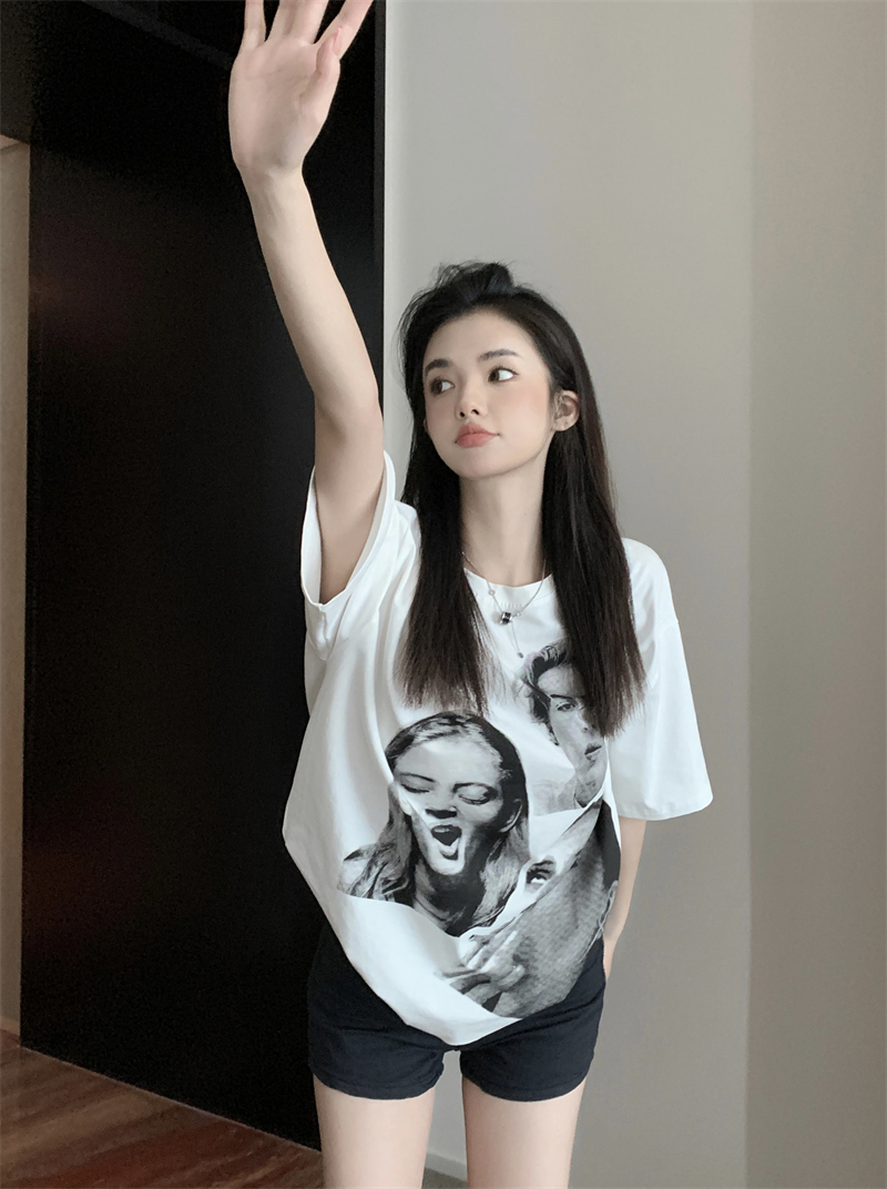 官圖  100%棉 200g純棉/包領包肩 S-3XL T恤女短袖夏季