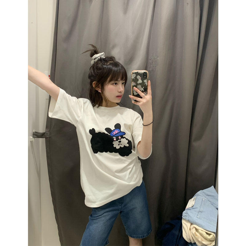官圖 重磅/精梳純棉 後包領 有縫邊 S-XXXL 夏裝短袖T恤女