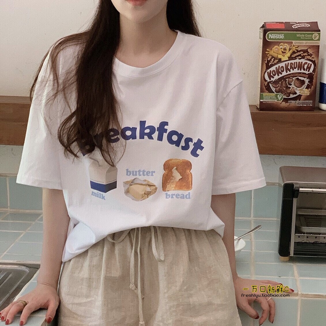 官圖 重磅/精梳純棉 後包領 有縫邊 S-XXXL 夏裝短袖T恤女