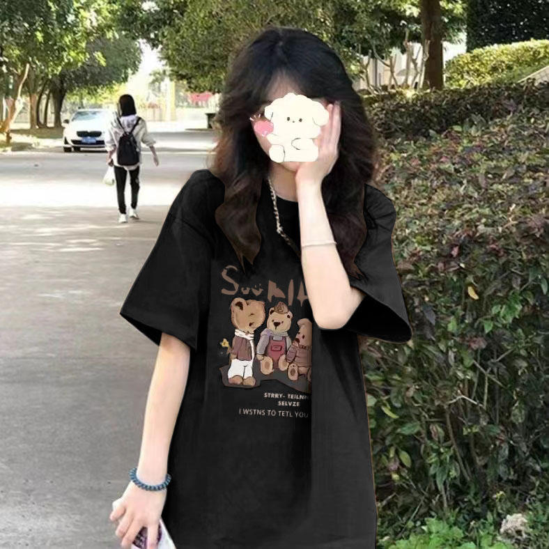 官圖 重磅/精梳純棉 後包領 有縫邊 S-XXXL 夏裝短袖T恤女