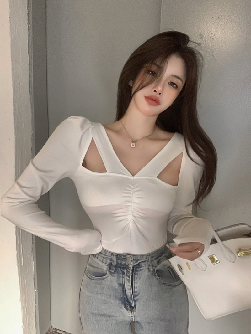 實拍 冬季韓版修身顯瘦內搭打底衫T恤長袖性感百搭上衣女