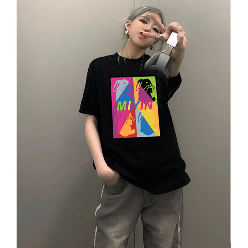 官圖 重磅/精梳純棉 後包領 有縫邊 S-XXXL 夏裝短袖T恤女