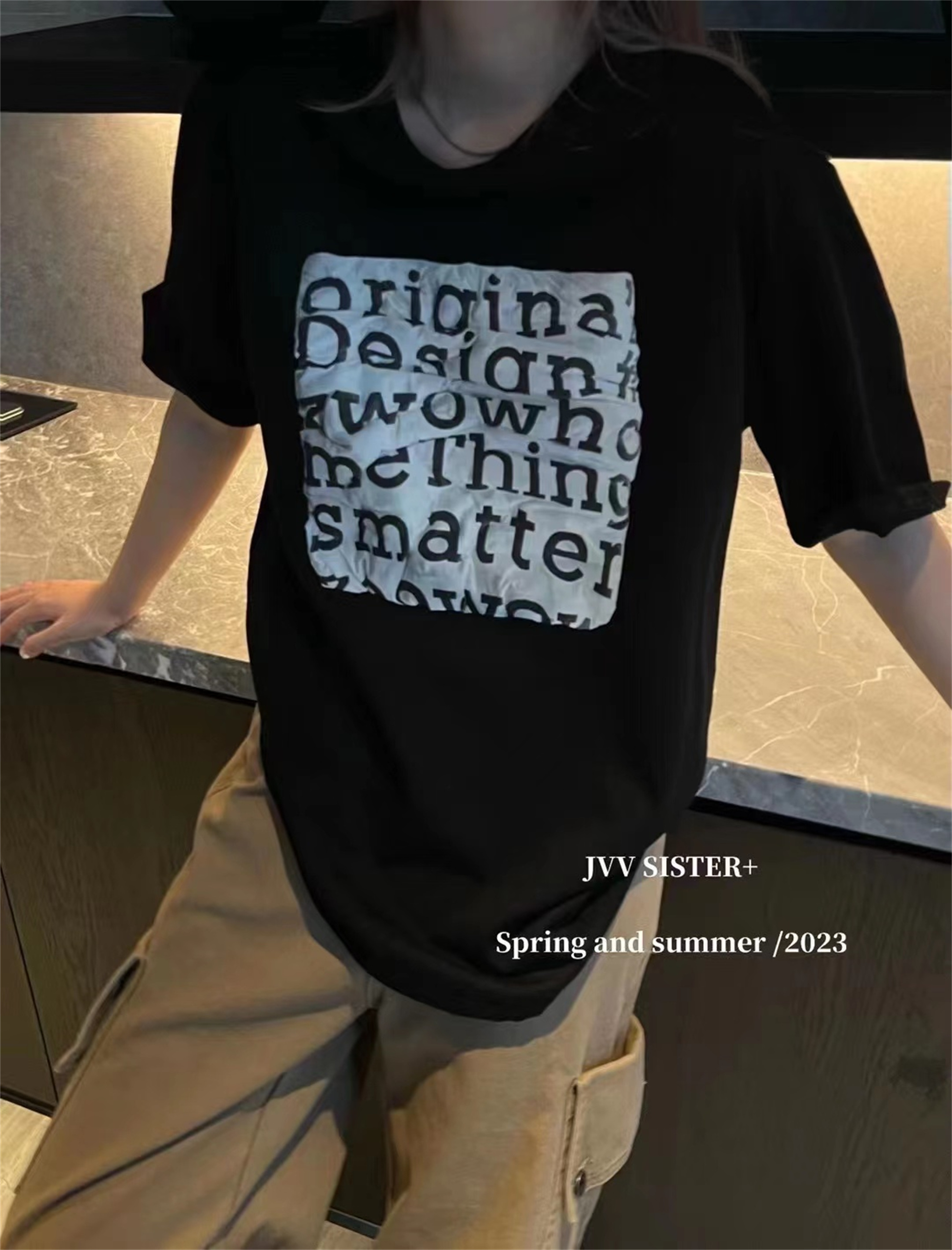 官圖 重磅/精梳純棉 後包領 有縫邊 S-XXXL 夏裝短袖T恤女