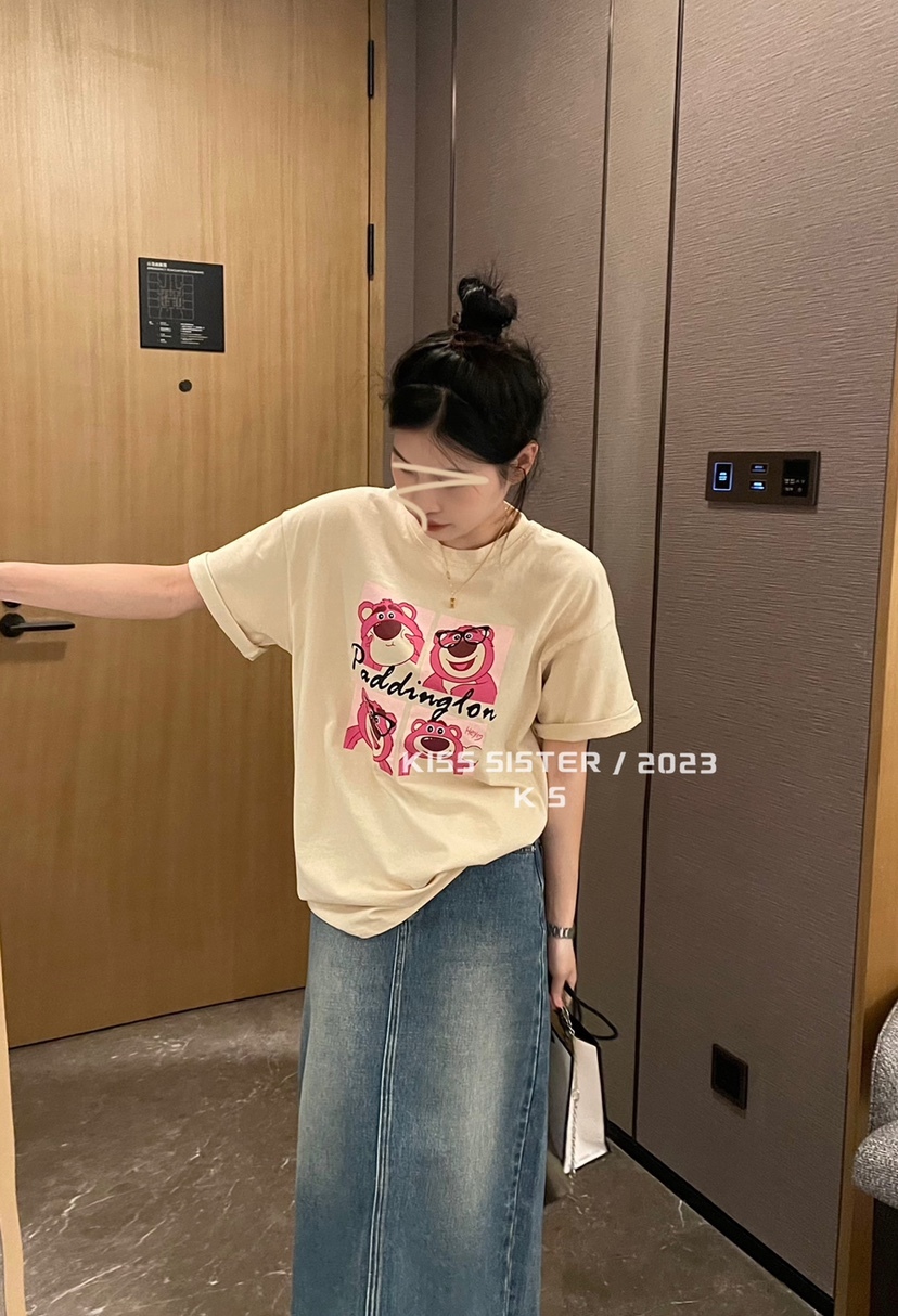 官圖 重磅/精梳純棉 後包領 有縫邊 S-XXXL 夏裝短袖T恤女