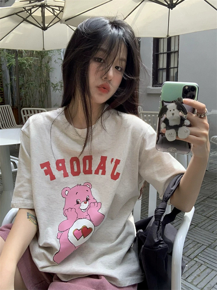 官圖 重磅/精梳純棉 後包領 有縫邊 S-XXXL 夏裝短袖T恤女