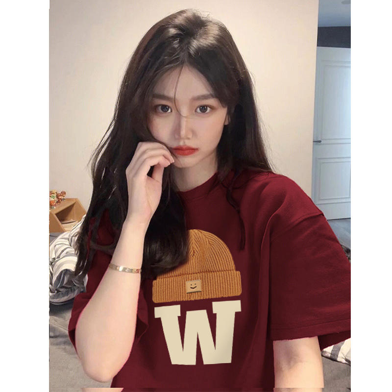 官圖 重磅/精梳純棉 後包領 有縫邊 S-XXXL 夏裝短袖T恤女
