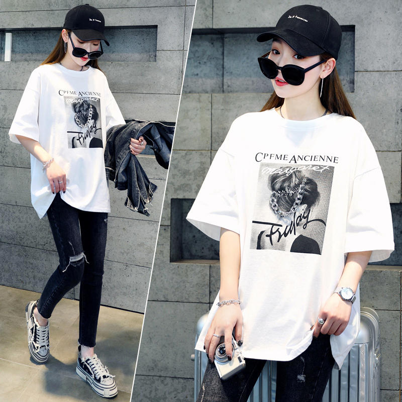 官圖 重磅/精梳純棉 後包領 有縫邊 S-XXXL 夏裝短袖T恤女