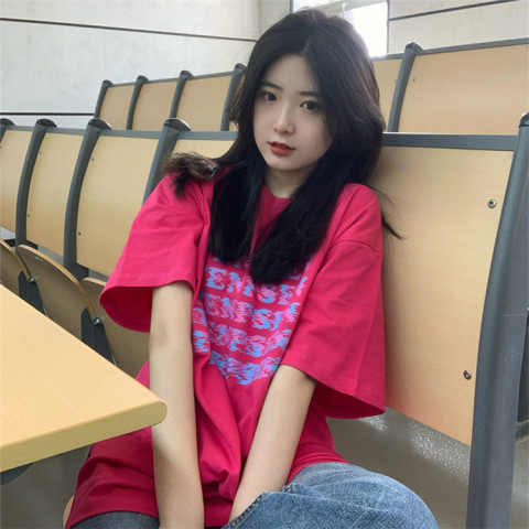 官方圖 印花上衣網紅ins國潮寬鬆設計感小眾短袖t恤女