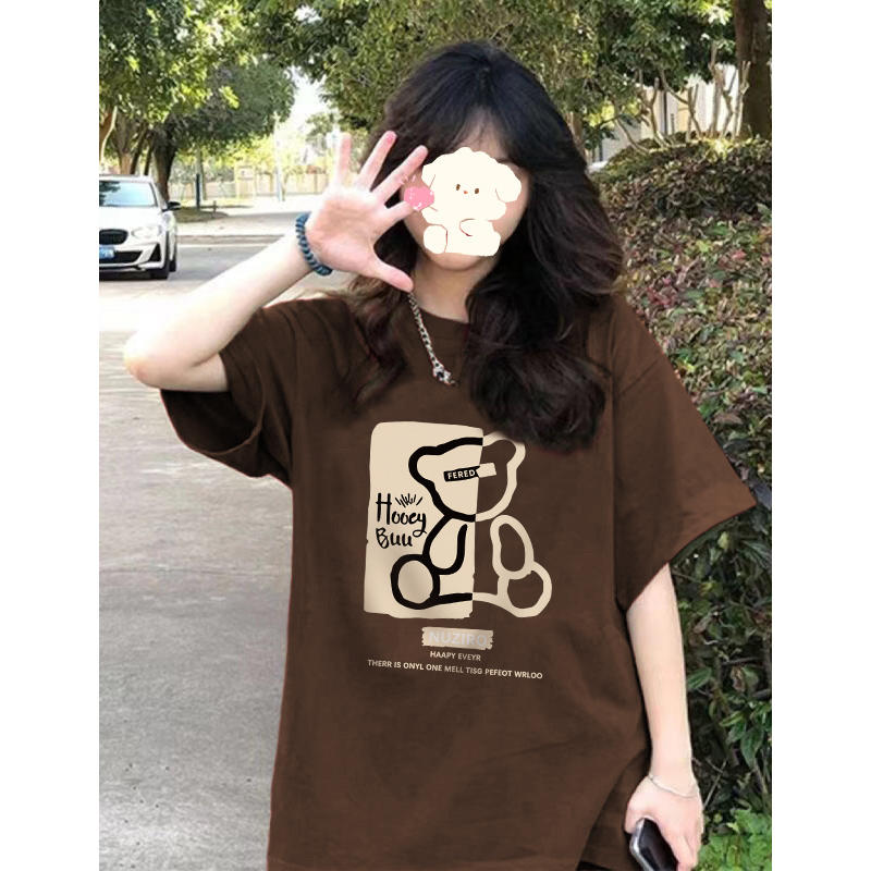 官圖 重磅/精梳純棉 後包領 有縫邊 S-XXXL 夏裝短袖T恤女