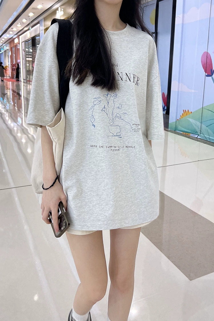 官圖 重磅/精梳純棉 後包領 有縫邊 S-XXXL 夏裝短袖T恤女