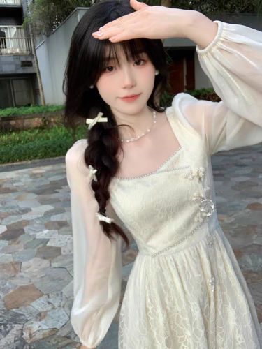01/04 20:00 New limited time 10% off White Porcelain Qingyun New Chinese Style Lace Spliced ​​Long Dress