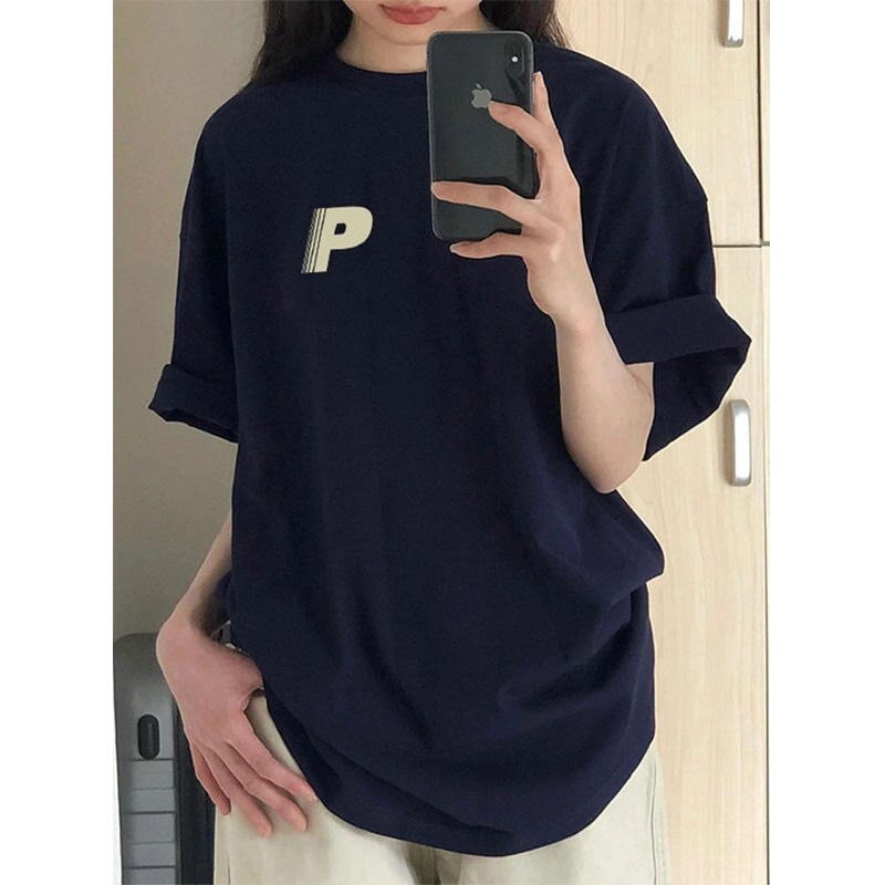 高品質 純棉美式街頭趣味印花休閒百搭寬鬆潮流時尚短袖T恤女