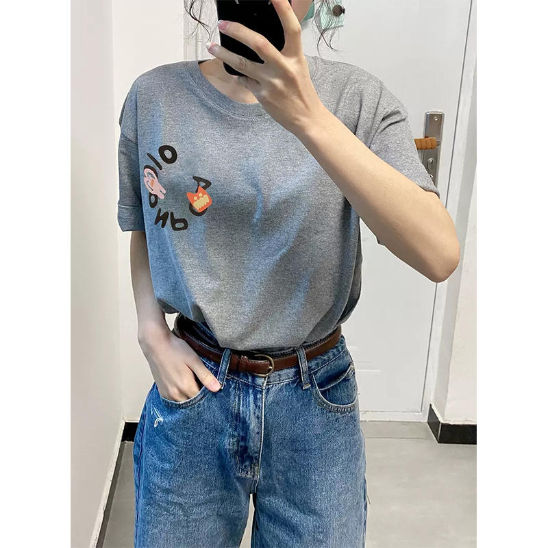 官圖 重磅/精梳純棉 後包領 有縫邊 S-XXXL 夏裝短袖T恤女