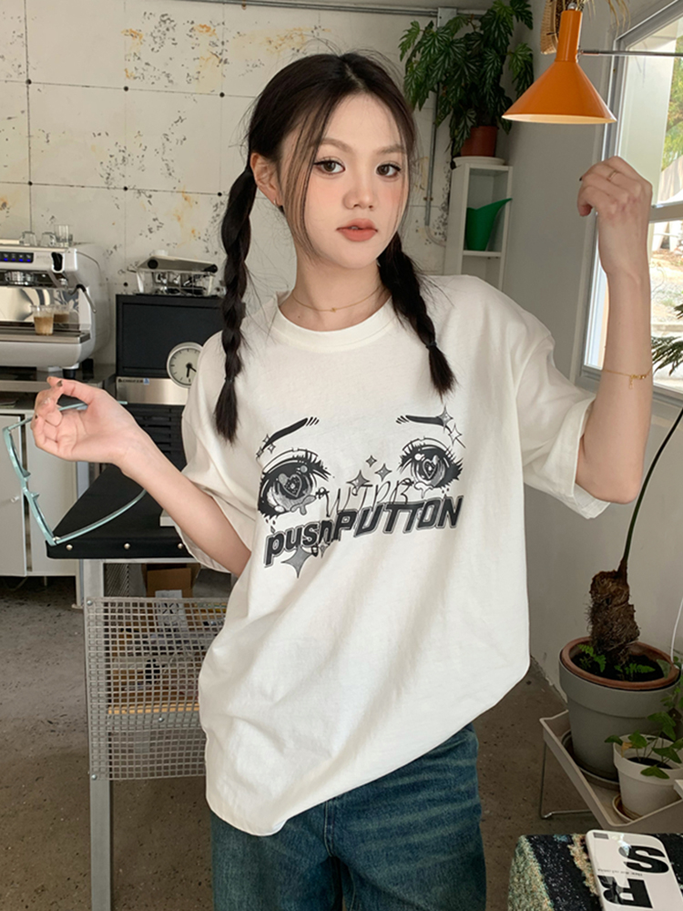 官圖 重磅/精梳純棉 後包領 有縫邊 S-XXXL 夏裝短袖T恤女