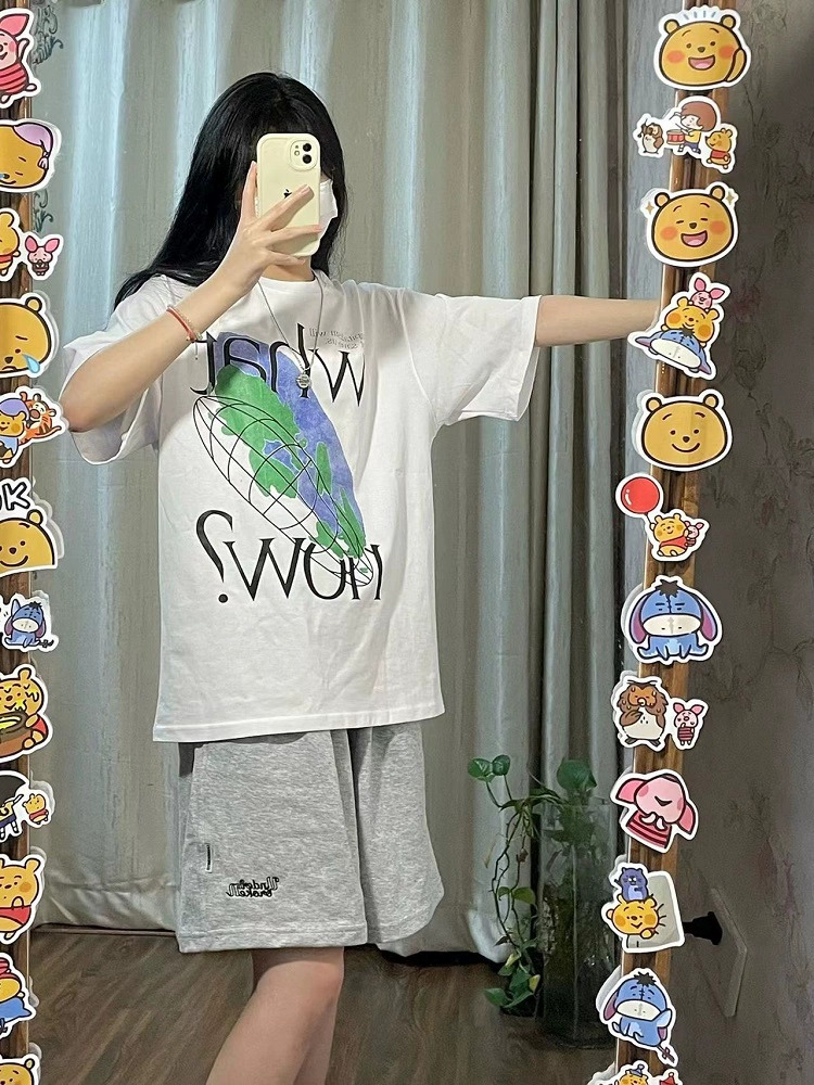 官圖 重磅/精梳純棉 後包領 有縫邊 S-XXXL 夏裝短袖T恤女