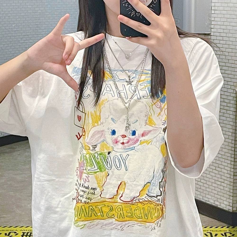 官圖 重磅/精梳純棉 後包領 有縫邊 S-XXXL 夏裝短袖T恤女