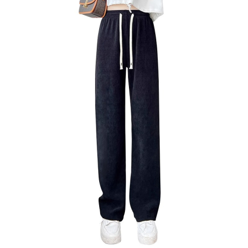 Original workmanship chenille sherpa casual pants for women autumn and winter new high waist plus velvet warm wide leg pants