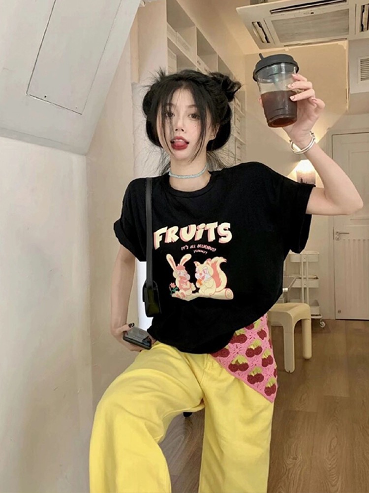 官圖 重磅/精梳純棉 後包領 有縫邊 S-XXXL 夏裝短袖T恤女