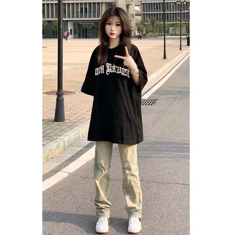 官圖 重磅/精梳純棉 後包領 有縫邊 S-XXXL 夏裝短袖T恤女
