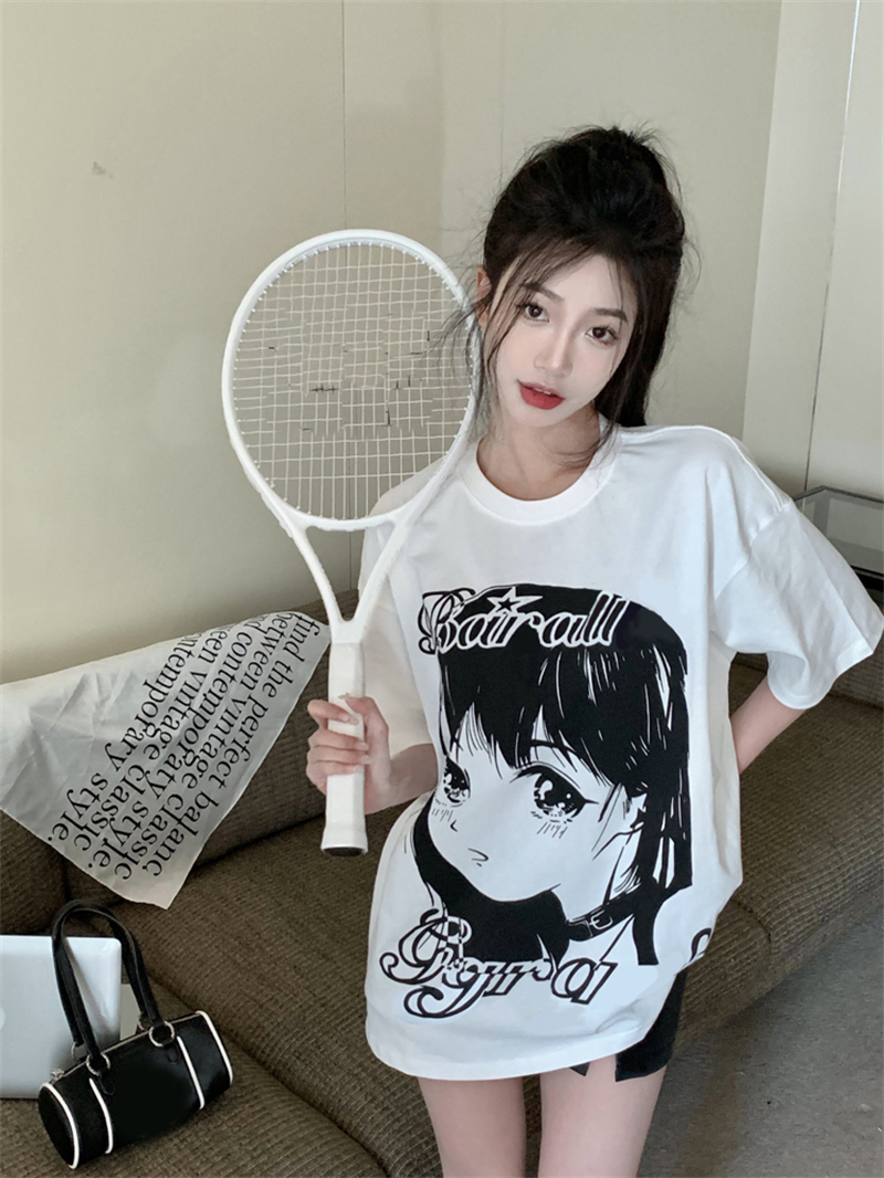 官圖  100%棉 200g純棉/包領包肩 S-3XL T恤女短袖夏季