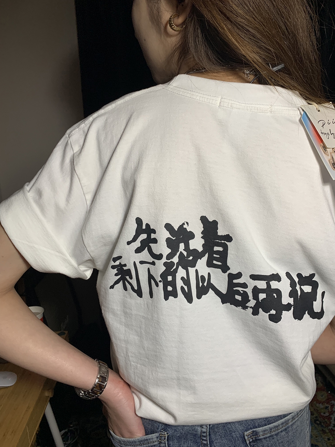 官圖 重磅/精梳純棉 後包領 有縫邊 S-XXXL 夏裝短袖T恤女